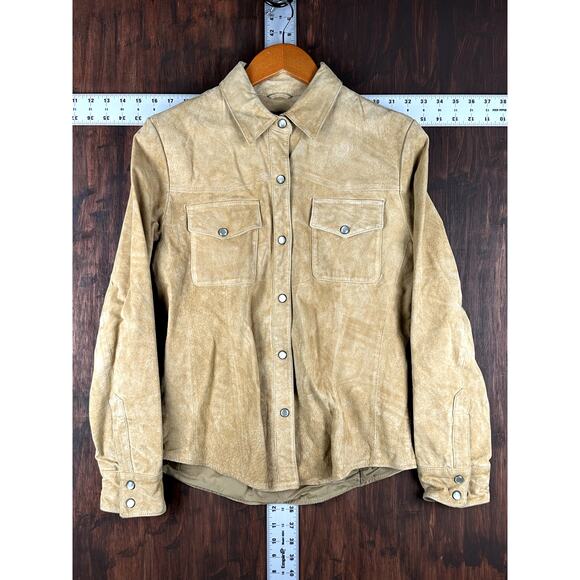 Wilsons Leather Maxima‎ Pearl Snap Button Jacket Light Brown Womens Medium EUC - Picture 1 of 8